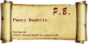 Pencz Beatrix névjegykártya